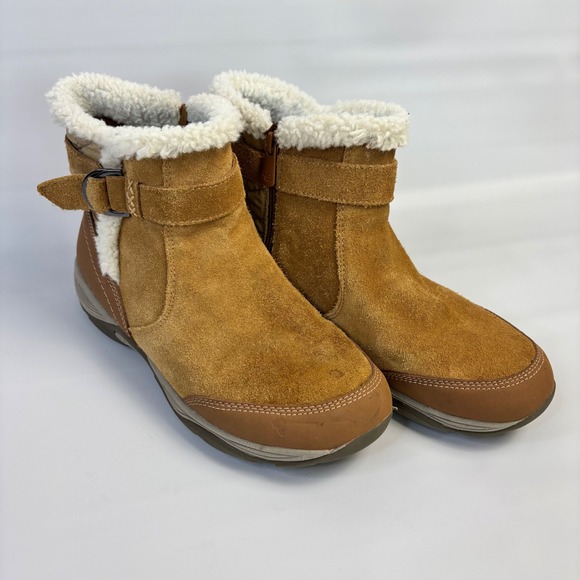 Easy Spirit Shoes - EASY SPIRIT Womens Brown Water Resistant Elk Round Toe Wedge Zip-Up Winter 9M